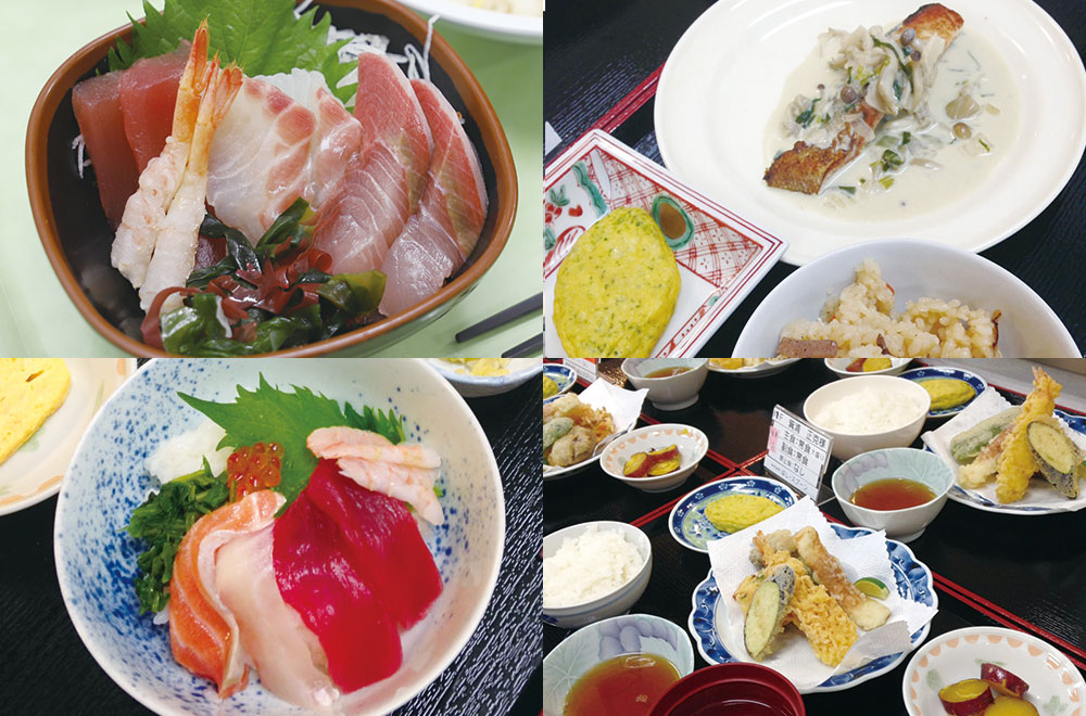 お刺身・海鮮丼やムニエル・天ぷらなど訪問調理ならではの多彩なメニューをご用意させていただきます。